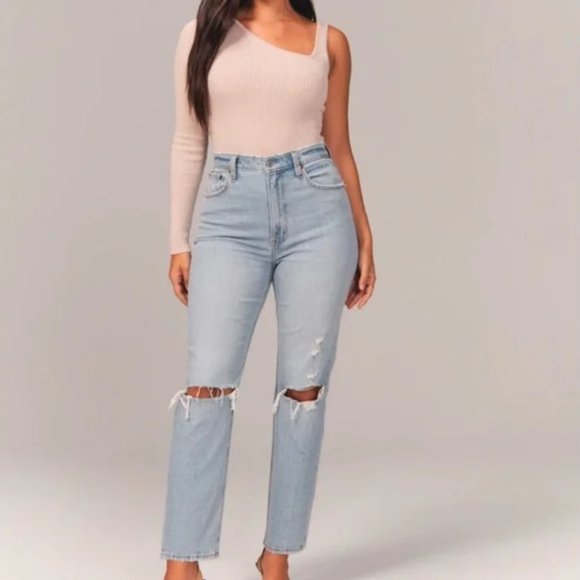 Abercrombie & Fitch Denim - Abercrombie & Fitch Curve Love The Ankle Straight Ultra High Rise Jeans